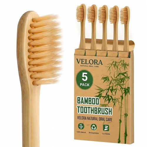 5-Pack Natural Bamboo Toothbrush